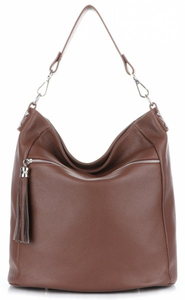 Uniwersalna Torebka Skórzana Firmy Genuine Leather Brązowa