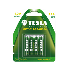 TESLA AKumulatorki Paluszki Baterie wielokrotnego ładowarnia AAA HR03 GREEN 800mah rozmiar LR03 Blister 4sztuki