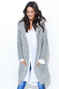 Sweter kardigan z kapturem ns36