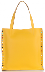 Modne Torebki Skórzane ShopperBag Na co Dzień Żółta (kolory)