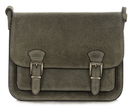 Torebki Listonoszki Skórzane Genuine Leather Butelkowa Zieleń (kolory)