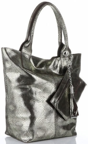 Torebki Skórzane ShopperBag marki VITTORIA GOTTI Czekoladowe ze złotem (kolory)