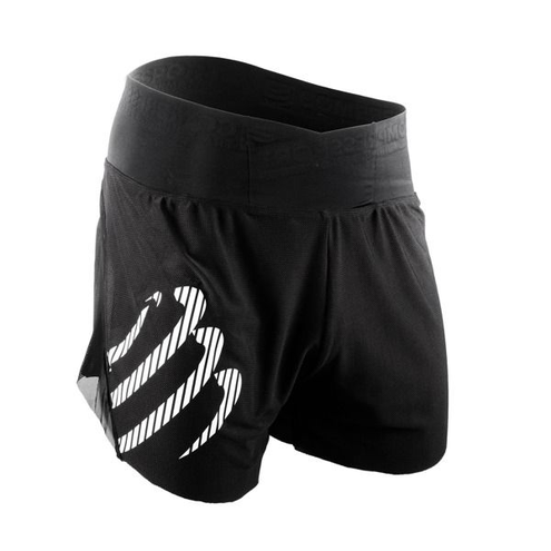 Compressport Racing Overshort W | CZARNE - damskie ultralekkie spodenki do biegania SHTROW-99