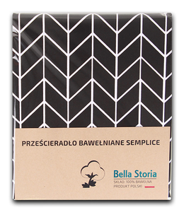 Prześcieradło bawełniane Geometric Black 140x210