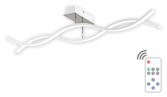 Linea LED plafon długi 2 pł. biały + chrom + pilot