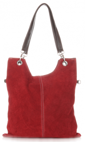 Uniwersalne Torebki Skórzane z Zamszu firmy Genuine Leather Czerwone (kolory)