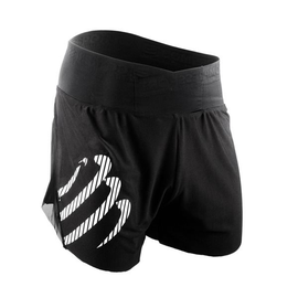 Compressport Racing Overshort W | CZARNE - damskie ultralekkie spodenki do biegania SHTROW-99