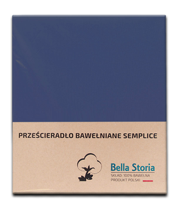 Prześcieradło bawełniane granatowe Semplice 120x210