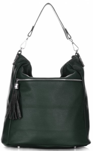 Uniwersalna Torebka Skórzana Firmy Genuine Leather Butelkowa Zieleń