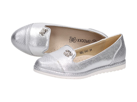Srebne buty dziecięce balerinki BADOXX 343
