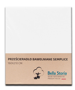 Prześcieradło bawełniane białe Semplice 160x210