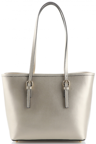 Genuine Leather Elegancka i Klasyczna Włoska Torebka Skórzana dł. rączki Złota (kolory)