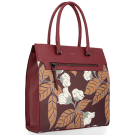 Firmowe Torebki Damskie Modny Kuferek w kwiaty firmy David Jones Bordowa (kolory)