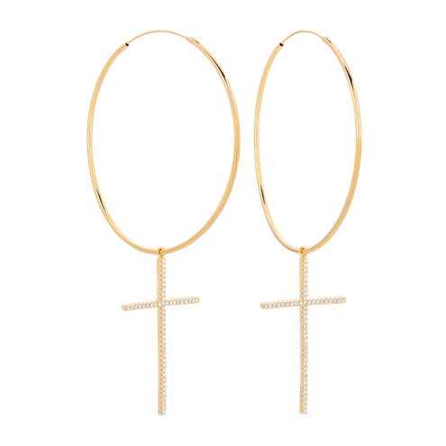 Kolczyki Simple Cross Złocone