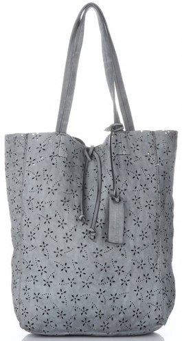 Torebki Skórzane ShopperBag włoskiej firmy VITTORIA GOTTI Jasno Szare (kolory)