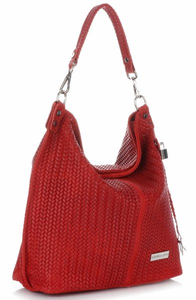 Uniwersalne Torebki Skórzane typu ShopperBag VITTORIA GOTTI Czerwone