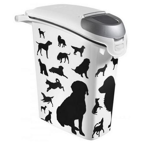 Curver Pet Life Pojemnik na psią karmę - białoczarny z psami 10kg