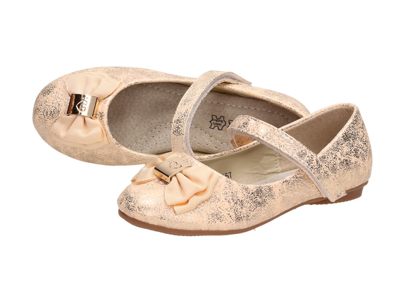 Złote buty dziecięce balerinki BADOXX 157