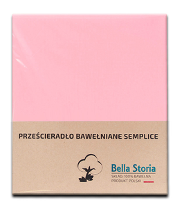 Prześcieradło bawełniane różowe Semplice 120x210