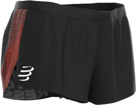 Compressport Racing Split Short | CZARNE - męskie ultralekkie spodenki do biegania SHRUNR-99
