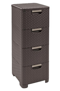Regał z szufladami RATTAN STYLE 4x14L brązowy