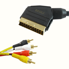 Przyłącze wtyk SCART (EURO) na 4 wtyki RCA (cinch) BEGLI 1.2m