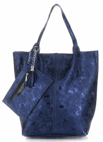Uniwersalne Torebki Skórzane ShopperBagi firmy Genuine Leather Czarne