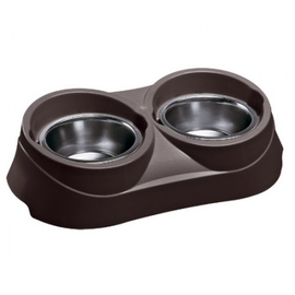 Ferplast Duo Feed 03 - Podstawka z dwiema miskami KC 54 ciemny brąz
