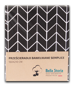 Prześcieradło bawełniane Geometric Black 160x210