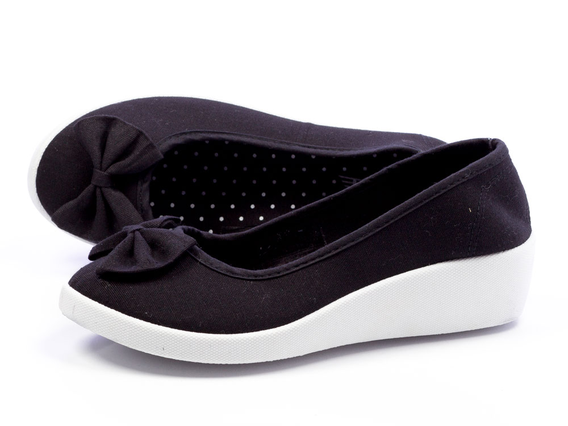 -50% Baleriny czarne na koturnie McArthur LT01