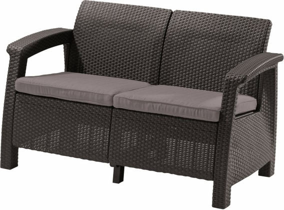 Meble ogrodowe sofa 2-osobowa CORFU antracyt/popiel