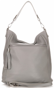 Uniwersalna Torebka Skórzana Firmy Genuine Leather Szara