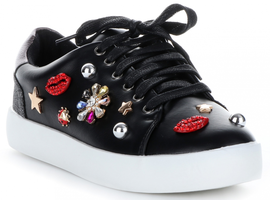 Modne Tenisówki Damskie firmy Ideal Shoes Czarne (kolory)