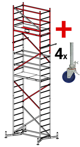 Rusztowanie aluminiowe KRAUSE ClimTec 7,00m + 4 rolki 150mm 710550