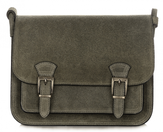 Torebki Listonoszki Skórzane Genuine Leather Butelkowa Zieleń (kolory)