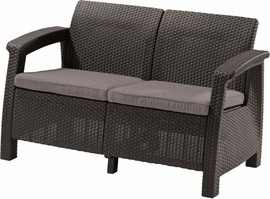 Meble ogrodowe sofa 2-osobowa CORFU antracyt/popiel