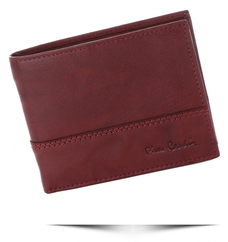 Pierre Cardin Skórzane Firmowe Portfele Męskie Bordowe (kolory)
