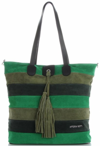 Torebki Skórzane ShopperBag firmy VITTORIA GOTTI Multikolorowe Zielone (kolory)