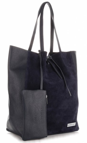 VITTORIA GOTTI Torebka Damska Skórzany ShopperBag Made in Italy Granat