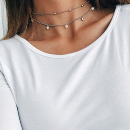 Choker SREBRNY MULTI CELEBRYTKA KRYSZTAŁKI N638