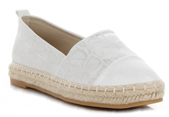 Stylowe Buty Damskie Espadryle w motyw węża renomowanej marki Lady Glory Białe (kolory)