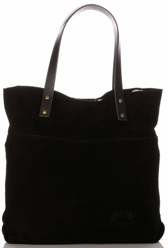 Torebki Skórzane Shopper Bag Włoskiej Marki VITTORIA GOTTI Czarne