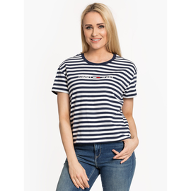 Tommy Jeans  "Stripe Corp Logo Tee" White