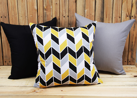 Zestaw 3 poszewek bawełnianych Geometric Yellow + szary + czarny 40x40