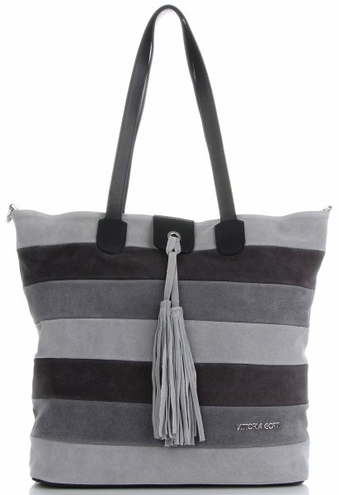 Torebki Skórzane ShopperBag firmy VITTORIA GOTTI Multikolorowe Szare (kolory)