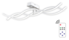 Linea LED plafon długi 3 pł. biały + chrom + pilot