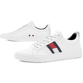 Buty Tommy hilfiger Flag detail leather sneaker > fm0fm01712 100