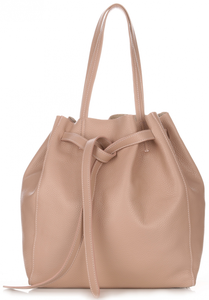 Włoskie Torebki Skórzane ShopperBag z Kosmetyczką firmy Genuine Leather Pudrowy Róż (kolory)