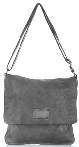 Torebki Skórzane Listonoszki Vintage firmy Genuine Leather Szare