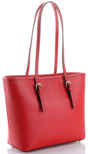 Klasyczne Torebki Skórzane na każdą okazję firmy Genuine Leather długie rączki Czerwone (kolory)